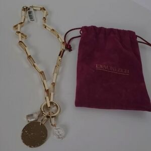Devon Leigh Women Gold tone Multi-Charm Chain Necklace